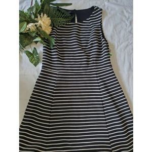 NWT International Concepts Black White Striped Sleeveless A Line Dress SZ L Larg